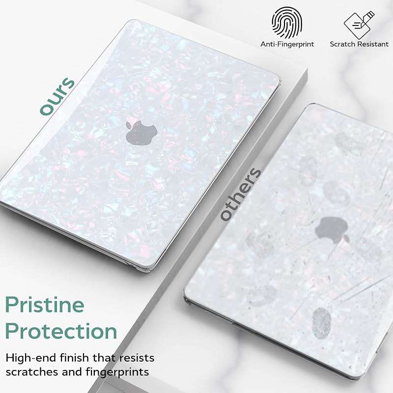 B BELK Compatible with MacBook Air 13 inch Case M5 2026 2025 2024-2022 M4 M3 M2 A3449 A3240 A3113 A2681, Plastic Hard Shell+Keyboard Cover+Screen Protector for MacBook Air 13.6 inch Case, Shiny Pearl - Image 5