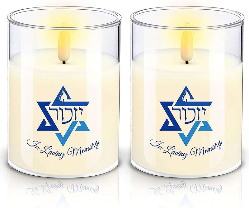 VIHOSE 2 Pcs Electric Memorial Candle LED Yahrzeit Candle for Loss of Loved One Sympathy Yizkor Flameless Candles Battery Powered Gift for Prayers Yom Kippur Chanukah Funeral Decoration - Image 1