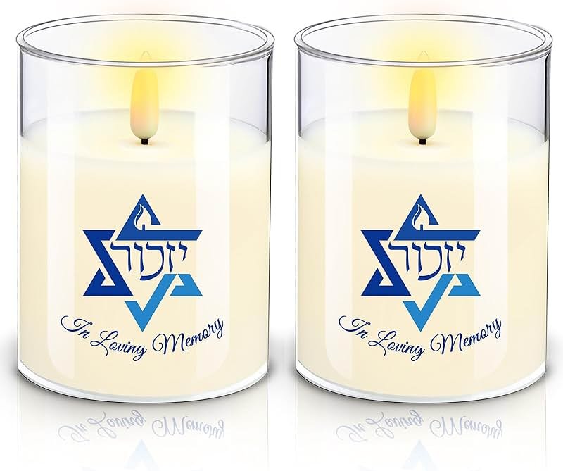 VIHOSE 2 Pcs Electric Memorial Candle LED Yahrzeit Candle for Loss of Loved One Sympathy Yizkor Flameless Candles Battery Powered Gift for Prayers Yom Kippur Chanukah Funeral Decoration - Product Image