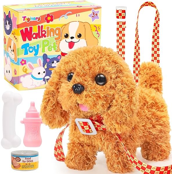 Tagitary Plush Toys Puppy Electronic Toy Dogs That Walk and Bark,Tail Wagging Fake Dog Interactive Dog Toy for Kids with Leash,Easter Christmas Birthday Gift for Toddlers Kids - Product Image