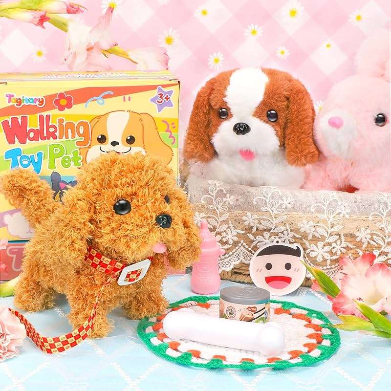 Tagitary Plush Toys Puppy Electronic Toy Dogs That Walk and Bark,Tail Wagging Fake Dog Interactive Dog Toy for Kids with Leash,Easter Christmas Birthday Gift for Toddlers Kids - Image 2