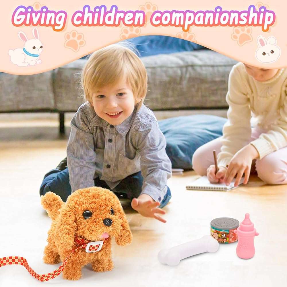 Tagitary Plush Toys Puppy Electronic Toy Dogs That Walk and Bark,Tail Wagging Fake Dog Interactive Dog Toy for Kids with Leash,Easter Christmas Birthday Gift for Toddlers Kids - Image 5