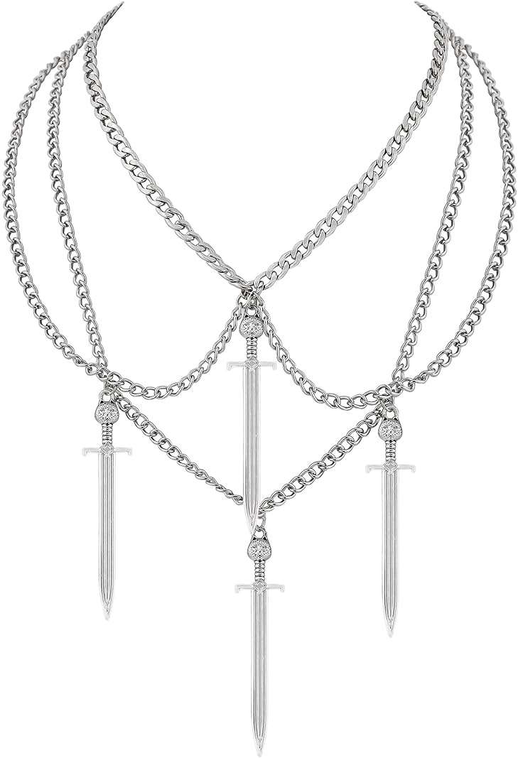 Sacina Grunge Skull Dagger Sword Necklace, Gothic Emo Grunge Necklace, Halloween Christmas Jewelry Gift For Women - Image 1