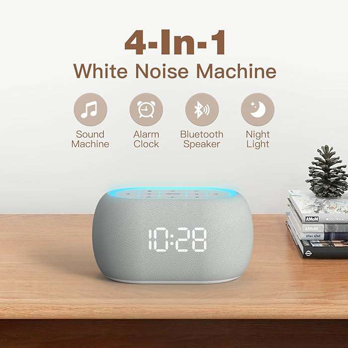 ANJANK White Noise Sound Machine Alarm Clock with Bluetooth Speaker, 21 Relaxing Sounds, 7 Night Lights,0-100% Dimmer/Sleep Timer/30-Level Volume Control,Sound Machine for Kids Adults Sleeping,Bedroom - Image 2