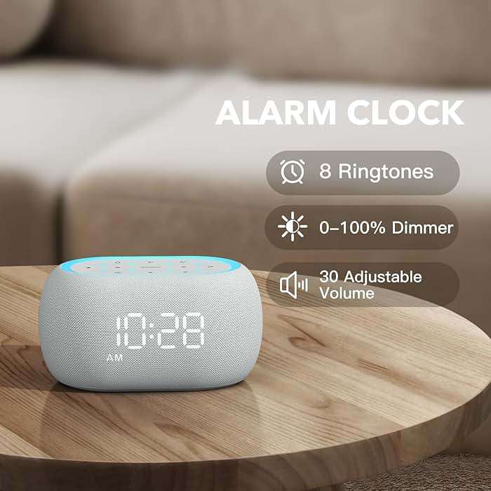 ANJANK White Noise Sound Machine Alarm Clock with Bluetooth Speaker, 21 Relaxing Sounds, 7 Night Lights,0-100% Dimmer/Sleep Timer/30-Level Volume Control,Sound Machine for Kids Adults Sleeping,Bedroom - Image 6
