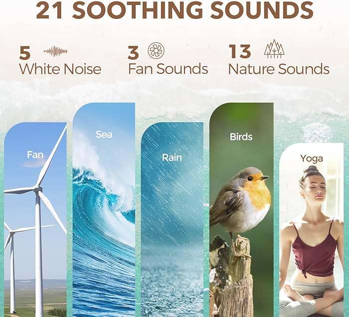 ANJANK White Noise Sound Machine Alarm Clock with Bluetooth Speaker, 21 Relaxing Sounds, 7 Night Lights,0-100% Dimmer/Sleep Timer/30-Level Volume Control,Sound Machine for Kids Adults Sleeping,Bedroom - Image 7