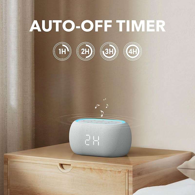 ANJANK White Noise Sound Machine Alarm Clock with Bluetooth Speaker, 21 Relaxing Sounds, 7 Night Lights,0-100% Dimmer/Sleep Timer/30-Level Volume Control,Sound Machine for Kids Adults Sleeping,Bedroom - Image 8