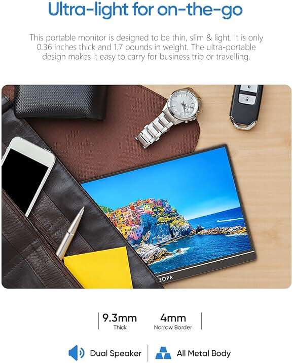 ARZOPA 16.1'' 144Hz Portable Gaming Monitor, 106% sRGB 1080P FHD Kickstand Portable Monitor with HDR, Ultra Slim, Eye Care, External Second Screen for Laptop, PC, PS5, Mac, Xbox-Z1FC - Image 5