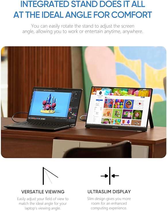 ARZOPA 16.1'' 144Hz Portable Gaming Monitor, 106% sRGB 1080P FHD Kickstand Portable Monitor with HDR, Ultra Slim, Eye Care, External Second Screen for Laptop, PC, PS5, Mac, Xbox-Z1FC - Image 8