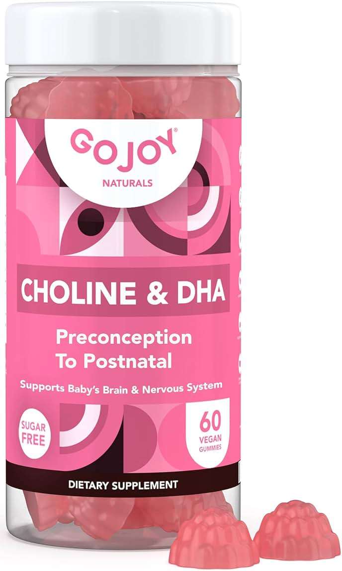 GOJOY NATURALS Prenatal Gummies with Choline & DHA - Preconception, Pregnancy & Postnatal Vitamins for Women - Choline Bitartrate 250mg + DHA 150mg - Vegan, Sugar-Free, Non-GMO - Image 1