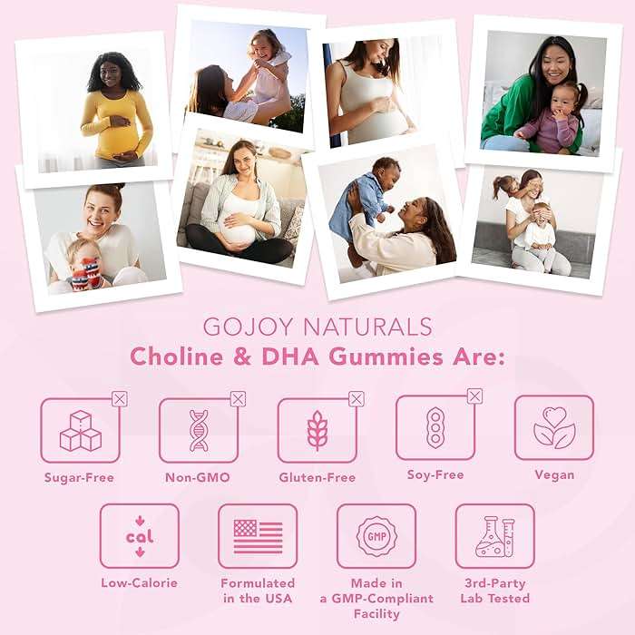 GOJOY NATURALS Prenatal Gummies with Choline & DHA - Preconception, Pregnancy & Postnatal Vitamins for Women - Choline Bitartrate 250mg + DHA 150mg - Vegan, Sugar-Free, Non-GMO - Image 8