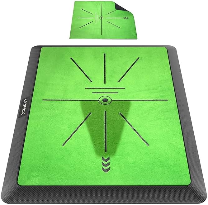 COSPOPTIC Golf Hitting Mat with Swing Path Feedback, Heavy-Duty Rubber Base Anti-Slip Golf Training Mat, Extra Replaceable Surface, Portable Practice Mat for Home Office Garage Yard Indoor Outdoor - Product Image