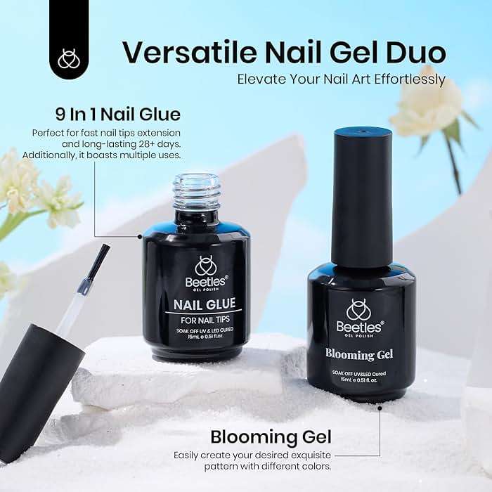 Beetles Nail Glue and Blooming Gel Set - 15ml 2Pcs Nail Art Gel for Blooming Aura Nails Marble Effects and Strong Nail Tips Bonding, Nail Supplies for Salon or DIY Manicure at Home - Image 7