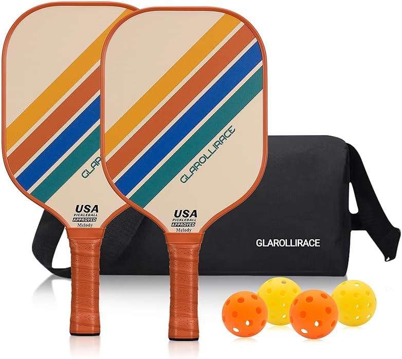 Glarollirace Pickleball Paddles Set of 2 | 4 Pickleball Rackets, USAPA Approved Pickleball Set, Fiberglass | Carbon Fiber Surface & 13 mm PP Honeycomb Core,4 Indoor & Outdoor Pickle Balls - Image 1