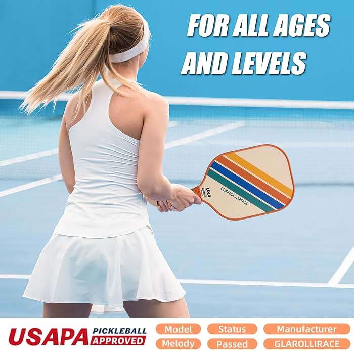 Glarollirace Pickleball Paddles Set of 2 | 4 Pickleball Rackets, USAPA Approved Pickleball Set, Fiberglass | Carbon Fiber Surface & 13 mm PP Honeycomb Core,4 Indoor & Outdoor Pickle Balls - Image 5