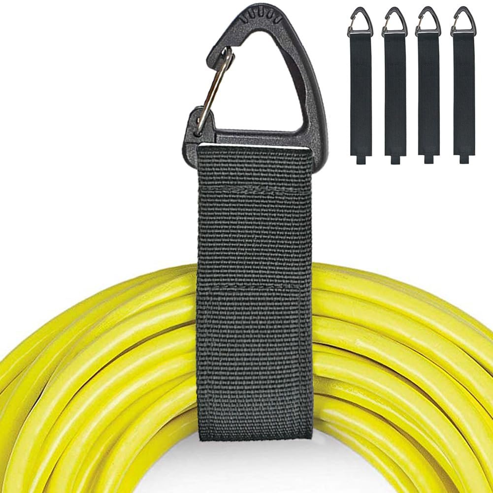 ZTSXLLIM Hose Straps, Hose Ties with Carabiner, Extension Cord Organizer | 4 Pack,22-Inch Extension Cord Strap, Garden Hose Wrap, Air Hose Holder, For Shed, Garage, House, Yard, Storage, Workshop - Product Image
