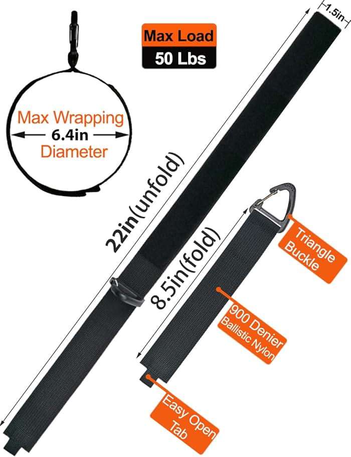 ZTSXLLIM Hose Straps, Hose Ties with Carabiner, Extension Cord Organizer | 4 Pack,22-Inch Extension Cord Strap, Garden Hose Wrap, Air Hose Holder, For Shed, Garage, House, Yard, Storage, Workshop - Image 3