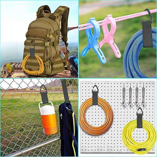 ZTSXLLIM Hose Straps, Hose Ties with Carabiner, Extension Cord Organizer | 4 Pack,22-Inch Extension Cord Strap, Garden Hose Wrap, Air Hose Holder, For Shed, Garage, House, Yard, Storage, Workshop - Image 5