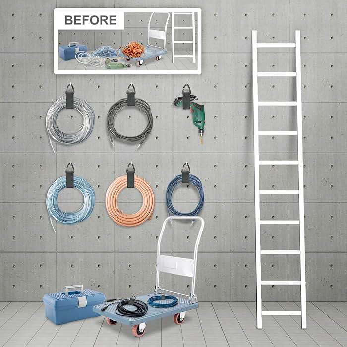ZTSXLLIM Hose Straps, Hose Ties with Carabiner, Extension Cord Organizer | 4 Pack,22-Inch Extension Cord Strap, Garden Hose Wrap, Air Hose Holder, For Shed, Garage, House, Yard, Storage, Workshop - Image 6