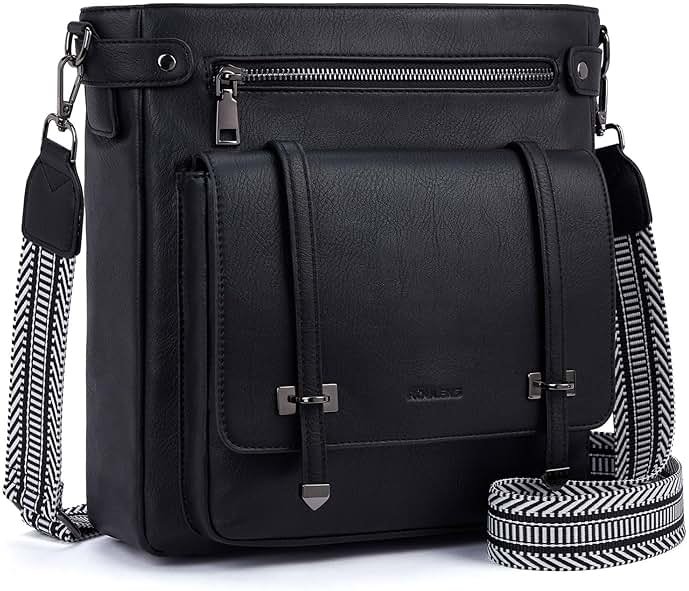 Roulens Crossbody Bags for Women,Multi Pocket Crossbody Purses Vegan Leather Shoulder Handbags Travel Purse Adjustable Strap - Product Image