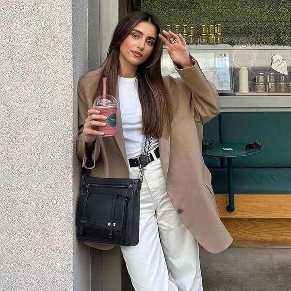 Roulens Crossbody Bags for Women,Multi Pocket Crossbody Purses Vegan Leather Shoulder Handbags Travel Purse Adjustable Strap - Image 2