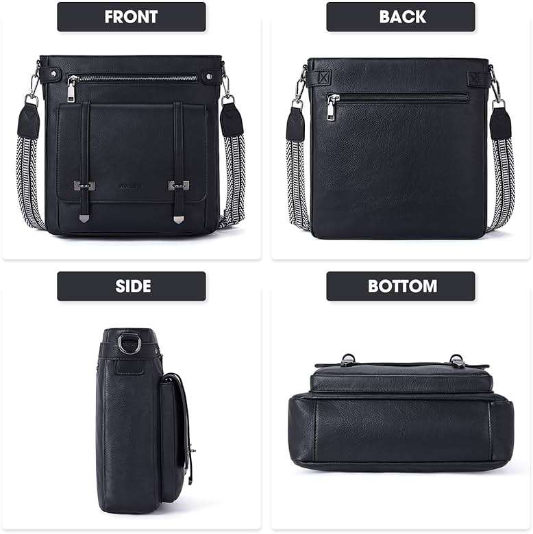 Roulens Crossbody Bags for Women,Multi Pocket Crossbody Purses Vegan Leather Shoulder Handbags Travel Purse Adjustable Strap - Image 4