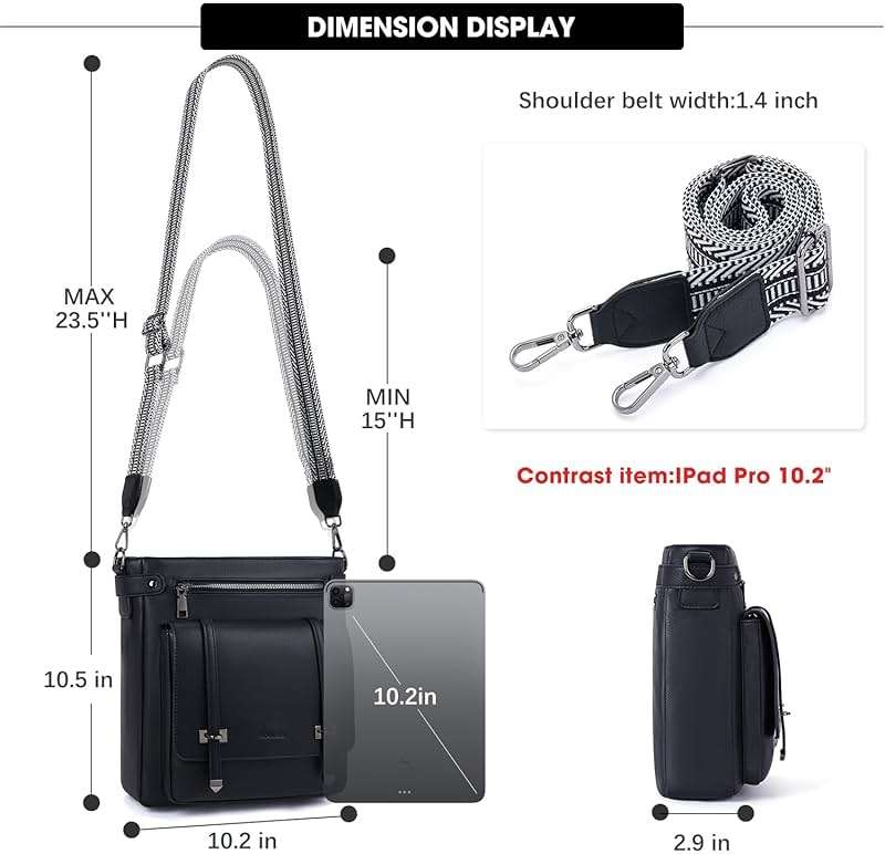 Roulens Crossbody Bags for Women,Multi Pocket Crossbody Purses Vegan Leather Shoulder Handbags Travel Purse Adjustable Strap - Image 6