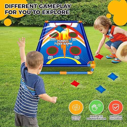 Bean Bag Toss Game for Kids Outdoor Activities, Cornhole Games for 3 4 5 6 7 8 Years Old Boys Girls, Fun Outside Toys for Family Party Games, Ideal Birthday for Ages 4-8 Toddlers - Image 5