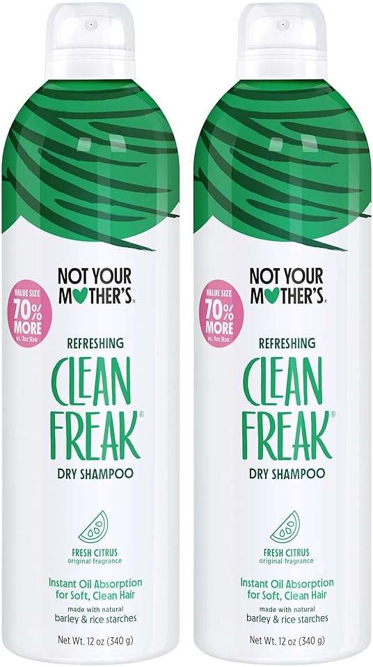 Not Your Mother's Clean Freak Refreshing Jumbo Dry Shampoo (2-Pack) - 12 oz - Instantly Refreshes Hair Between Washes - Fresh Citrus Scent - Ultimate Oil Absorption - For All Hair Types - Image 1