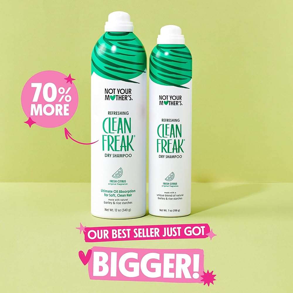 Not Your Mother's Clean Freak Refreshing Jumbo Dry Shampoo (2-Pack) - 12 oz - Instantly Refreshes Hair Between Washes - Fresh Citrus Scent - Ultimate Oil Absorption - For All Hair Types - Image 2