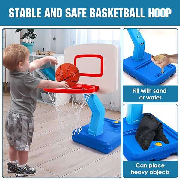 SUPER JOY Toddler Basketball Hoop - Height Adjustable Kids Basketball Hoops for Indoor & Outdoor Play - Portable Mini Basketball Goal for Poolside- Game Sport Toys for Boys & Girls Age 1 2 3 4 5 - Image 4