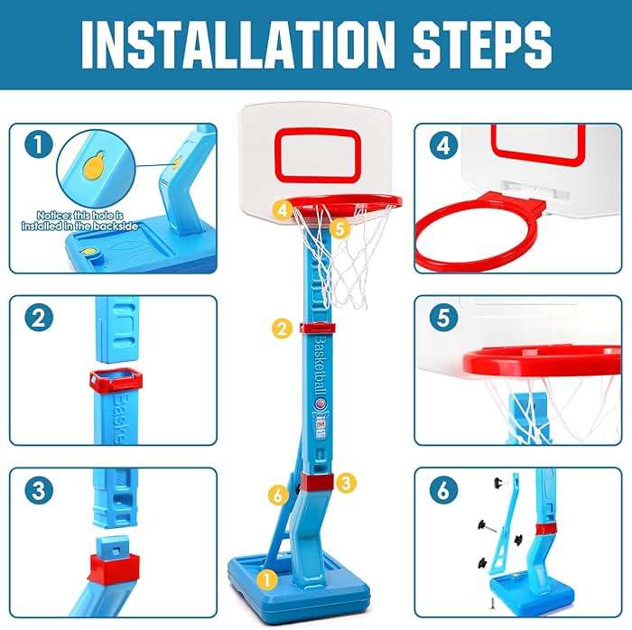 SUPER JOY Toddler Basketball Hoop - Height Adjustable Kids Basketball Hoops for Indoor & Outdoor Play - Portable Mini Basketball Goal for Poolside- Game Sport Toys for Boys & Girls Age 1 2 3 4 5 - Image 8