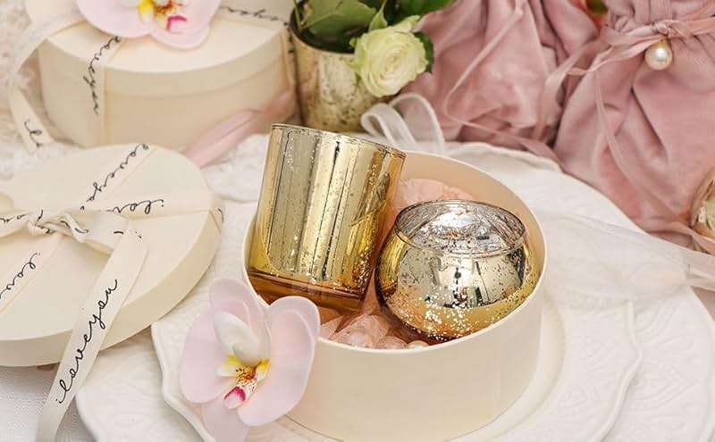 DEVI 48PCS Assorted Gold Votive Candle Holders Bluk, Gold Wedding Decorations, Mercury Glass Candle Holder for Tea Lights, Christmas Party Diwali Centerpieces for Table, Wedding Party Supplies - Image 6