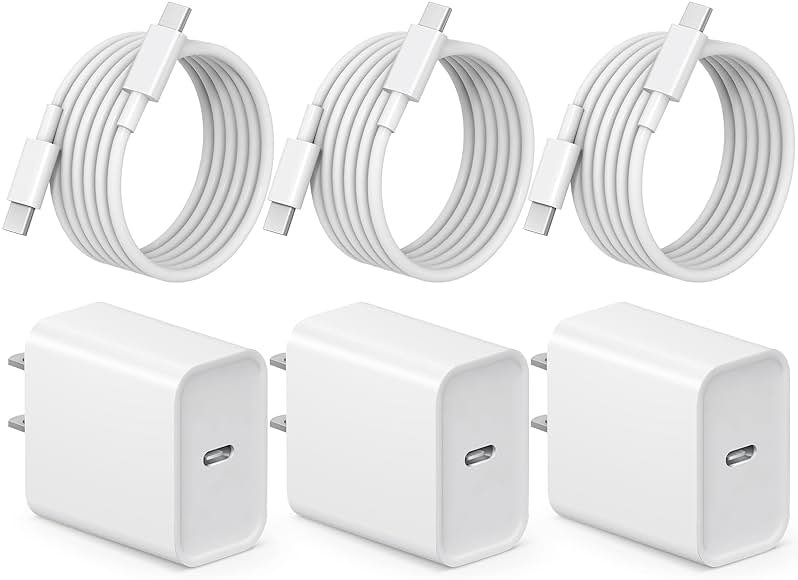 iPhone 17 16 15 Charger Fast Charging 3+3Pack Type C Charger USB C Chargers Block with 6FT Cable for iPhone Air/17/17 Plus/17 Pro/17 Pro Max/16/16 Plus/16 Pro/16 Pro Max/15/15 Pro Max/iPad Pro - Product Image