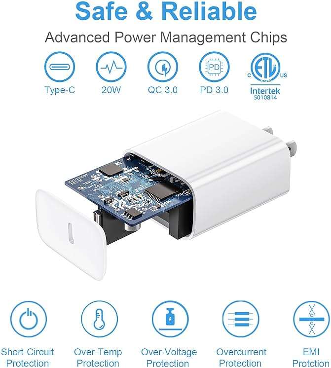 iPhone 17 16 15 Charger Fast Charging 3+3Pack Type C Charger USB C Chargers Block with 6FT Cable for iPhone Air/17/17 Plus/17 Pro/17 Pro Max/16/16 Plus/16 Pro/16 Pro Max/15/15 Pro Max/iPad Pro - Image 5