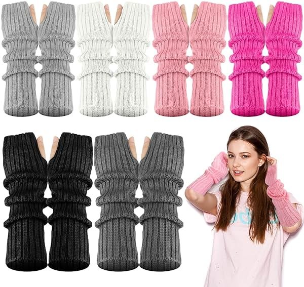 Berlune 6 Pairs Arm Warmers Kawaii Sleeves Cute Y2k Harajuku Japanese Style for Women Girls Lolita Costume School, 6 Colors - Product Image