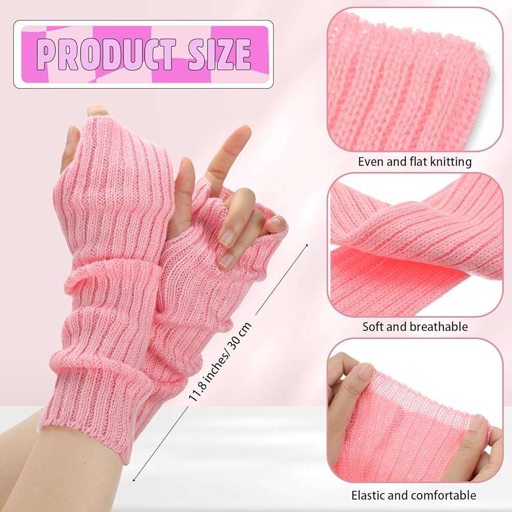 Berlune 6 Pairs Arm Warmers Kawaii Sleeves Cute Y2k Harajuku Japanese Style for Women Girls Lolita Costume School, 6 Colors - Image 2