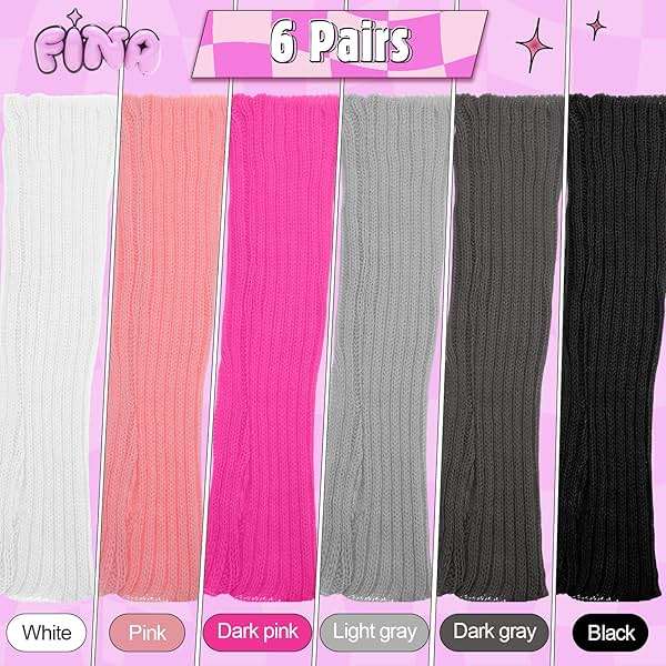 Berlune 6 Pairs Arm Warmers Kawaii Sleeves Cute Y2k Harajuku Japanese Style for Women Girls Lolita Costume School, 6 Colors - Image 3