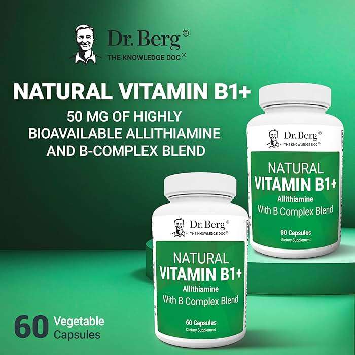 Dr. Berg Natural Vitamin B1 B6 B12 Complex - Allithiamine Vitamin B1 Supplement with 8 Essential Vitamin B Complex for Men & Women Including Thiamin, Niacin, Folate, Magnesium & More - 60 Capsules - Image 4