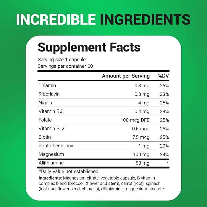 Dr. Berg Natural Vitamin B1 B6 B12 Complex - Allithiamine Vitamin B1 Supplement with 8 Essential Vitamin B Complex for Men & Women Including Thiamin, Niacin, Folate, Magnesium & More - 60 Capsules - Image 7