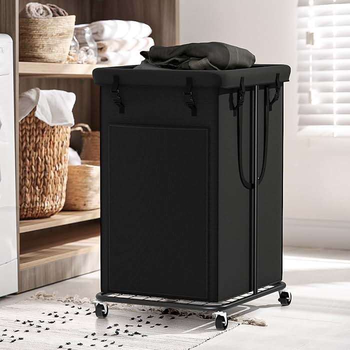 YKDIRECT 150L Large Laundry Hampers, Oxford Fabric Laundry Hampers Clothes Hampers, Metal Frame and Removable Bag Design with Wheels, Suitable for Bedroom, Bathroom, Dorm Room, Laundry Room (Black) - Image 5
