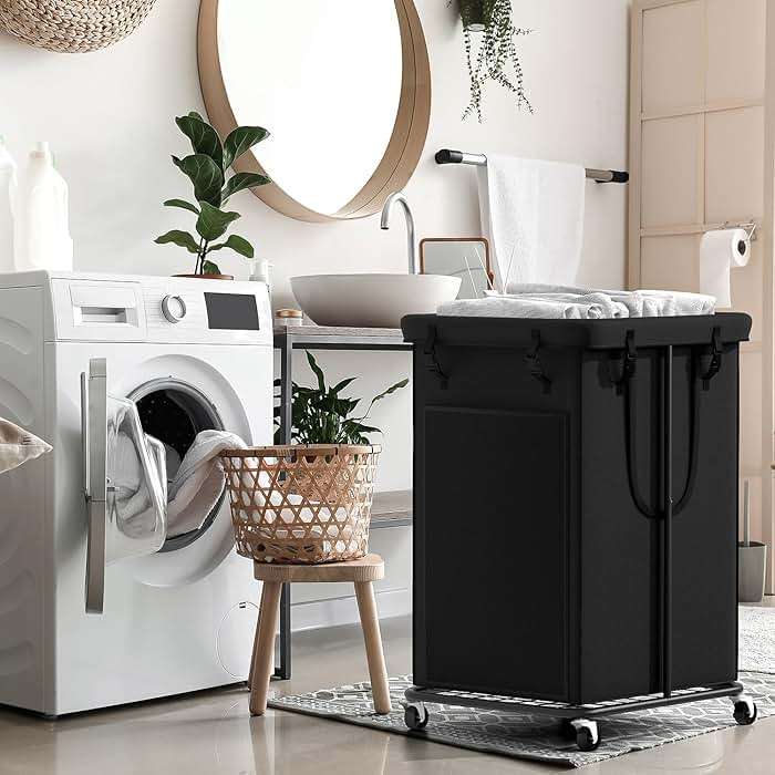 YKDIRECT 150L Large Laundry Hampers, Oxford Fabric Laundry Hampers Clothes Hampers, Metal Frame and Removable Bag Design with Wheels, Suitable for Bedroom, Bathroom, Dorm Room, Laundry Room (Black) - Image 6