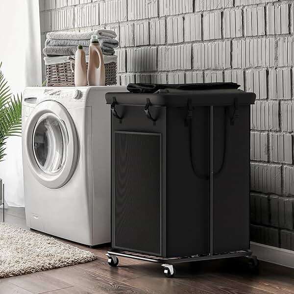 YKDIRECT 150L Large Laundry Hampers, Oxford Fabric Laundry Hampers Clothes Hampers, Metal Frame and Removable Bag Design with Wheels, Suitable for Bedroom, Bathroom, Dorm Room, Laundry Room (Black) - Image 7