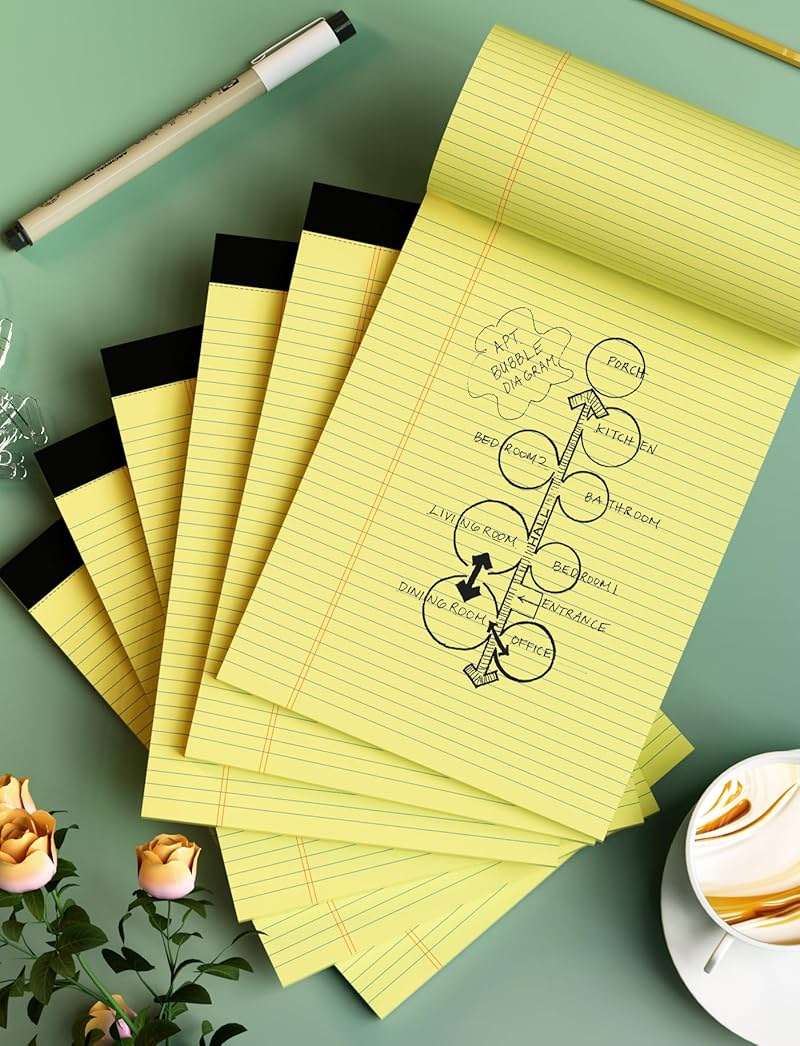 Aidunmis 6 Pack Yellow Legal Pads 8.5 x 11 College Ruled Lined Writing Note Pads 8.5 x 11 Narrow Ruled Yellow Paper Pads Legal Pad 8.5x11 Pads of Paper 30 Sheets Writing Pad Legal Notepads 8.5x11 - Image 2