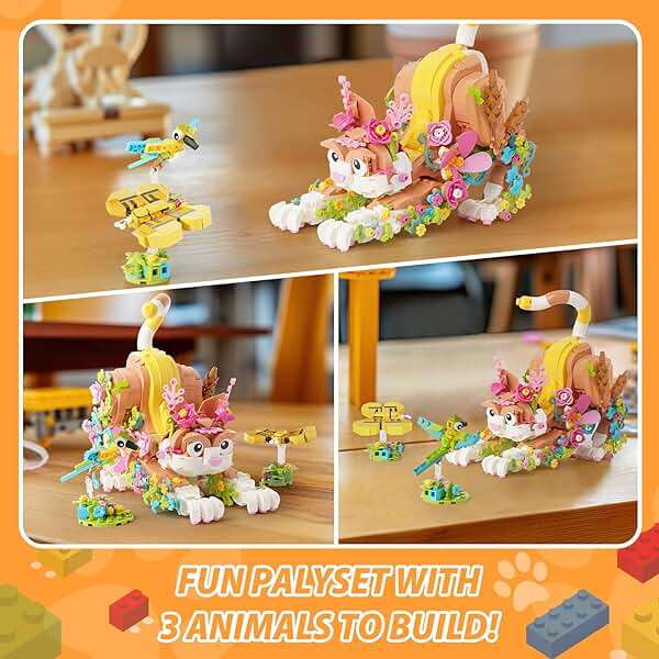 JOJO&Peach Cat and Flower Building Toy Set for Girls, Animals Plant Model Ideas Birthday Gift for Women Adults Teens Girlfriend Mom Wife Age 8 9 10 11 12+ (1038 Pieces) - Image 3