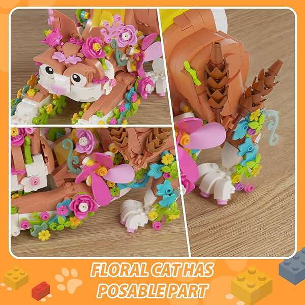 JOJO&Peach Cat and Flower Building Toy Set for Girls, Animals Plant Model Ideas Birthday Gift for Women Adults Teens Girlfriend Mom Wife Age 8 9 10 11 12+ (1038 Pieces) - Image 4