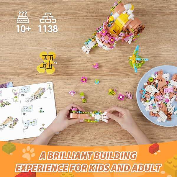JOJO&Peach Cat and Flower Building Toy Set for Girls, Animals Plant Model Ideas Birthday Gift for Women Adults Teens Girlfriend Mom Wife Age 8 9 10 11 12+ (1038 Pieces) - Image 7