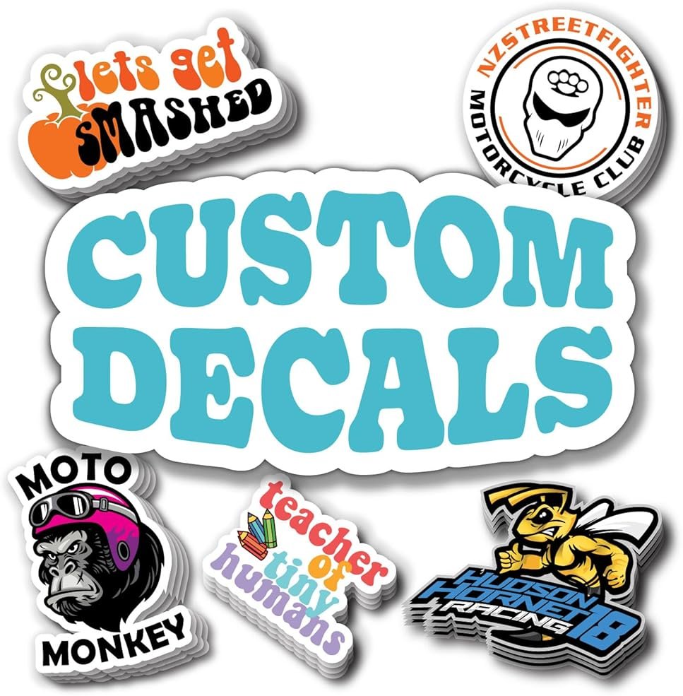 Custom Stickers and Custom Decals. Upload Your Photo, Text, Logo, or Image. UV & Fade Resistant, Dishwasher Safe, Vinyl w/Air Release Adhesive for Bubble Free Installation. Choose Quantity, Senge - Product Image
