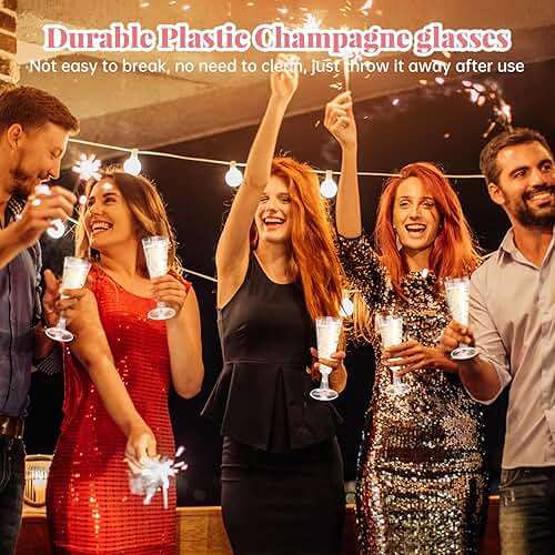 SUREHOME Plastic Champagne Flutes 40 Pack Disposable Champagne Glasses 5oz Clear Plastic Mimosa Glasses Wedding Cocktail Cups Bulk for New Years Eve Party Supplies 2026 Engagement Birthday Decorations - Image 4