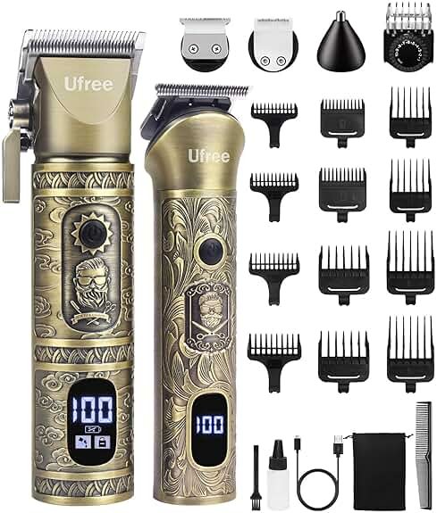 Ufree Beard Trimmer for Men with Hair Clipper, Professional Hair Clippers for Men and Hair Trimmers, Cordless Electric Razor Mens Grooming Kit for Nose, Face, Ear, Body, Gifts for Men Husband Father - Product Image